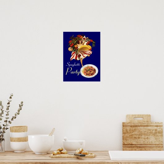 SPAGHETTIPARTY DANS,ITALIAANSE KEUKEN EN TOMATEN POSTER (Keuken)