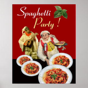 SPAGHETTIPARTY,Italiaanse Keuken,Kok,Pulcinella Poster