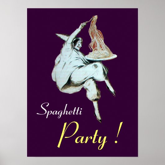 SPAGHETTIPARTY, ITALIAANSE KEUKEN ,paars Poster (Voorkant)
