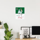 SPAGHETTIPARTY, ITALIAANSE KEUKEN ,rood groen wit Poster (Thuiskantoor)