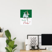 SPAGHETTIPARTY, ITALIAANSE KEUKEN ,rood groen wit Poster (Thuiskantoor)