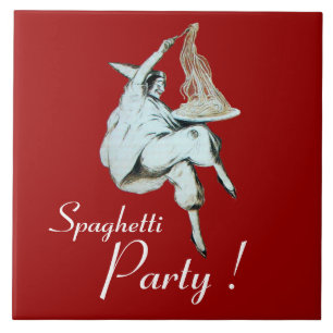 SPAGHETTIPARTY,ITALIAANSE KEUKEN Uitnodiging voor  Tegeltje