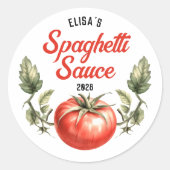 Spaghettisaus aangepaste  stijl inblikken ronde sticker (Voorkant)