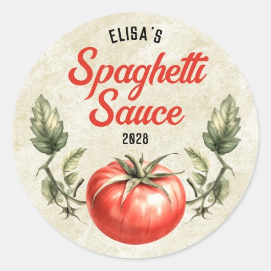 Spaghettisaus aangepaste  stijl inblikken ronde sticker (Voorkant)