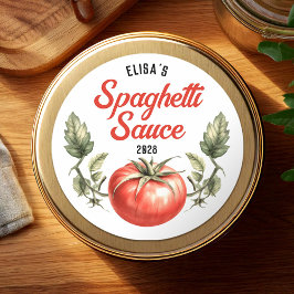 Spaghettisaus aangepaste stijl inblikken ronde sticker