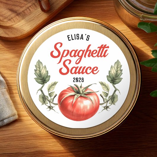 Spaghettisaus aangepaste  stijl inblikken ronde sticker