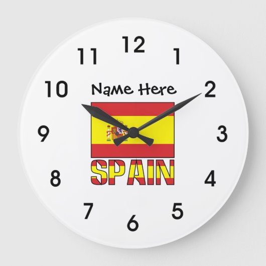 Spain and Spanish Flag with Your Name Grote Klok (Voorkant)