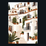Spain Andalusia White Village Coastal Wall Art Poster<br><div class="desc">This elegant illustration captures the timeless charm of a sun-drenched Spanish hillside village. Featuring classic white-washed buildings, tiered terracotta roofs, and lush potted greenery along winding stairs, it brings a warm and peaceful Mediterranean energy to any living space or office. Perfect for travel lovers and fans of high-end minimalist design,...</div>