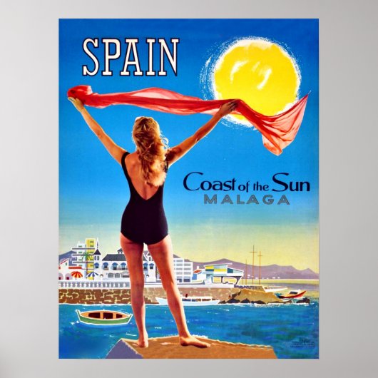Spain, Coast of the sun Malaga Poster (Voorkant)