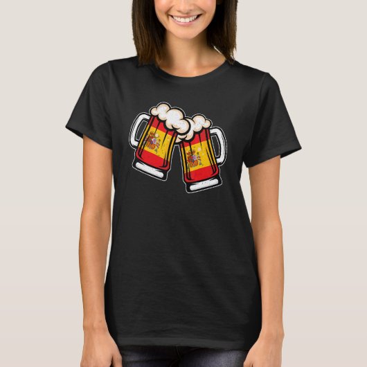 Spain Flag Beer Mug   Cool Spanish Beer T-shirt (Voorkant)