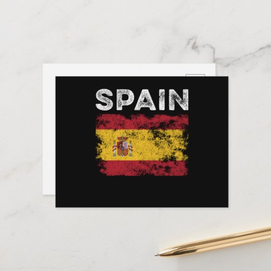 Spain Flag Distressed - Spanish Flag Briefkaart (Voorkant / Achterkant in situ)