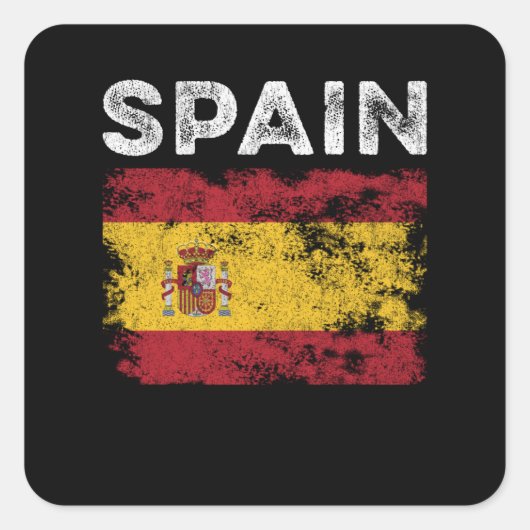 Spain Flag Distressed - Spanish Flag Vierkante Sticker (Voorkant)
