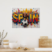 Spain Football Citiscape Oil Painting Style Art Poster (Keuken)