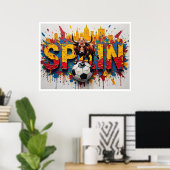 Spain Football Citiscape Oil Painting Style Art Poster (Thuiskantoor)