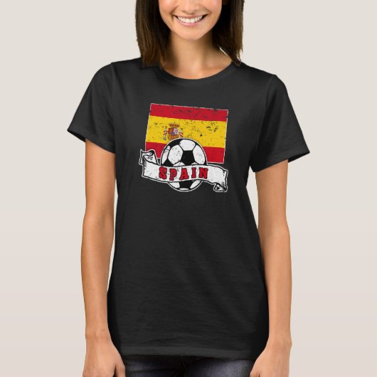 Spain SOCCER BALL AND FLAG DISTRESSED T-shirt (Voorkant)
