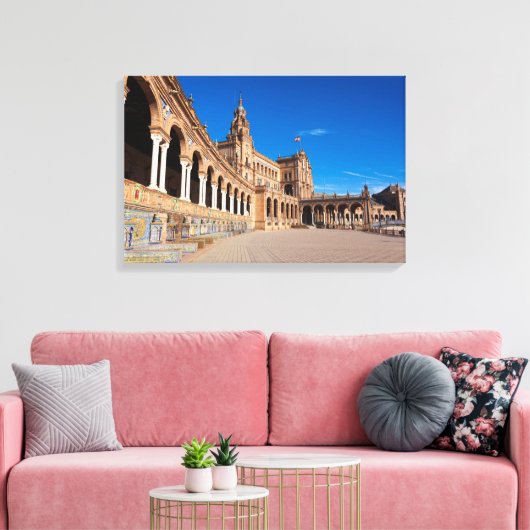 Spain square, Sevilla Canvas Afdruk (Insitu (Woonkamer))