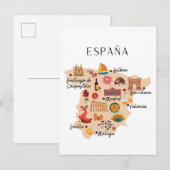 Spain travel map briefkaart (Voorkant / Achterkant)