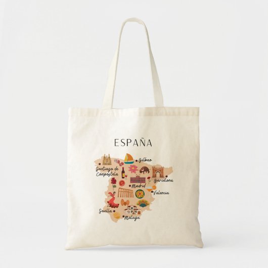 Spain travel map (two-sided print) tote bag (Voorkant)