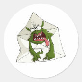 spam in een envelop met groene monsterkers ronde sticker (Voorkant)