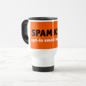 SPAM KILLS witte reismuis Reisbeker (Voorkant links)