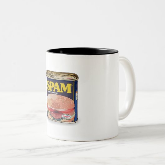 Spam-Mok Tweekleurige Koffiemok (Voorkant rechts)