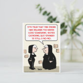 spandex nuns no-no jurk code briefkaart (Staand voorkant)