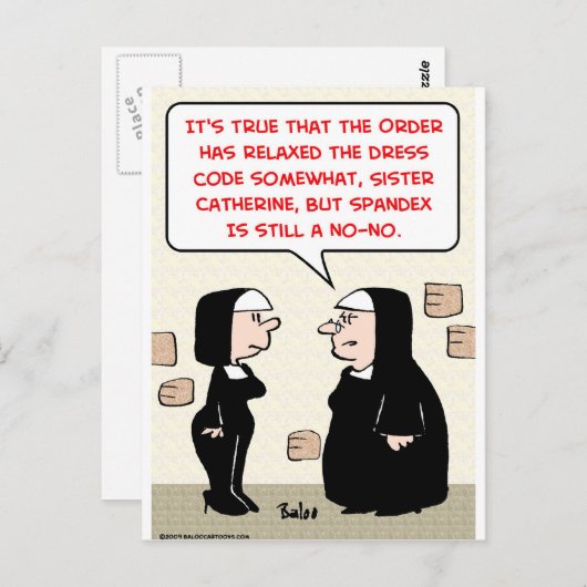 spandex nuns no-no jurk code briefkaart (Voorkant / Achterkant)