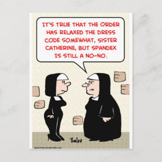 spandex nuns no-no jurk code briefkaart