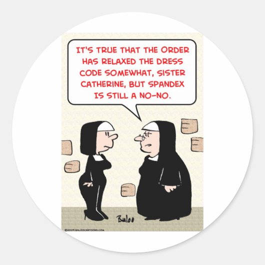 spandex nuns no-no jurk code ronde sticker (Voorkant)