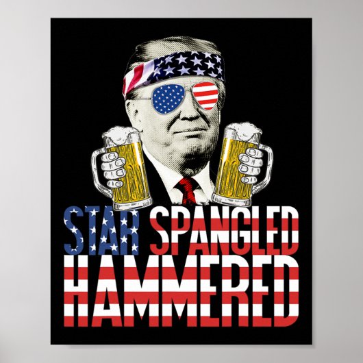 Spangled Hammered President Donald Trump Bierliefd Poster (Voorkant)