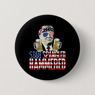 Spangled Hammered President Donald Trump Bierliefd Ronde Button 5,7 Cm