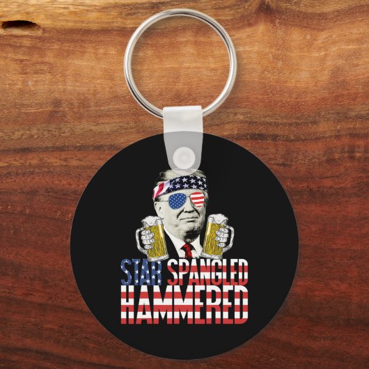 Spangled Hammered President Donald Trump Bierliefd Sleutelhanger (Voorkant)