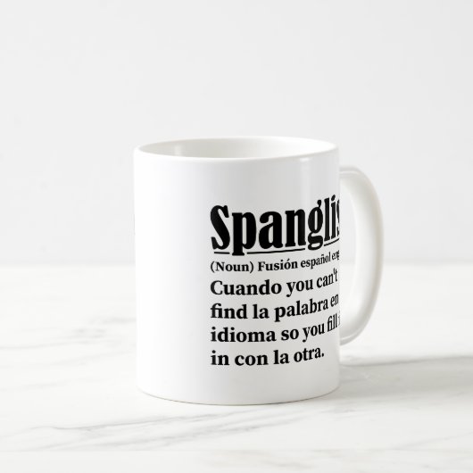 Spanglish Funny Definition Spaans Engels Koffiemok (Voorkant rechts)