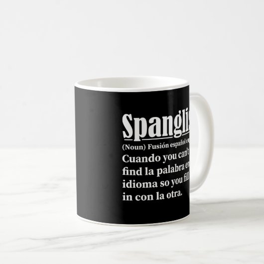 Spanglish Funny Definition Spaans Engels Koffiemok (Voorkant rechts)