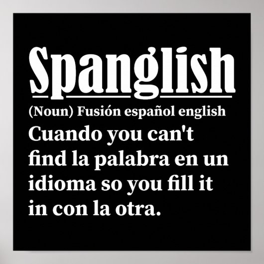 Spanglish Funny Definition Spaans Engels Poster (Voorkant)