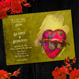 Spanglish,  Rode Hart Mexicaanse bruiloft uitnodig Kaart