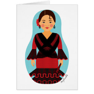 Spaniard Red Dress Matryoshka Kaart