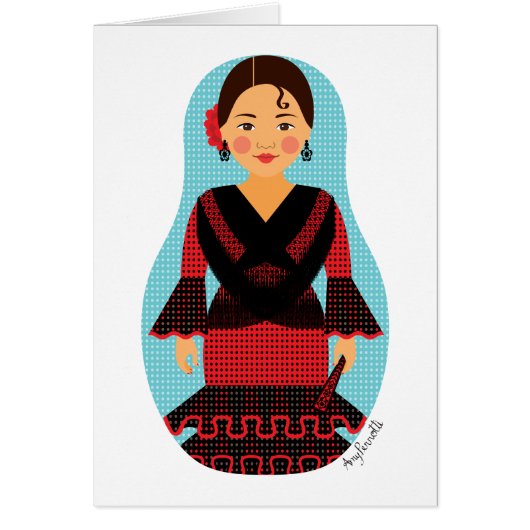 Spaniard Red Dress Matryoshka Kaart (Voorkant)