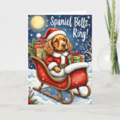 Spaniel Bells Ring – Cocker Spaniel Kerstmis Kaart (Voorkant)