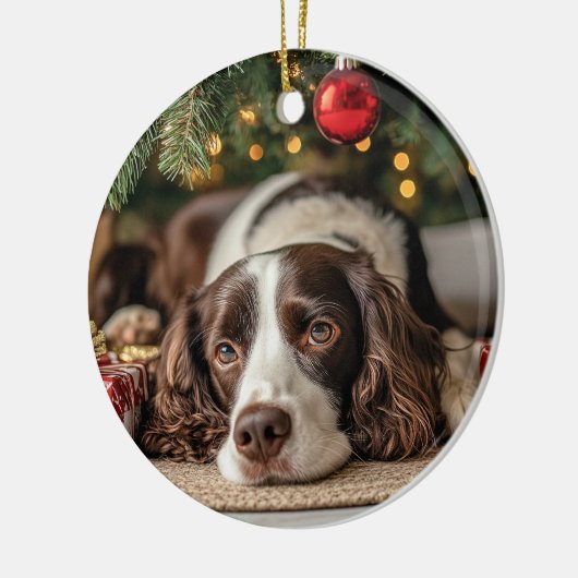 Spaniel Christmas Keramisch Ornament (Links)