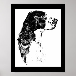  Spaniel Dog Black White Art Poster