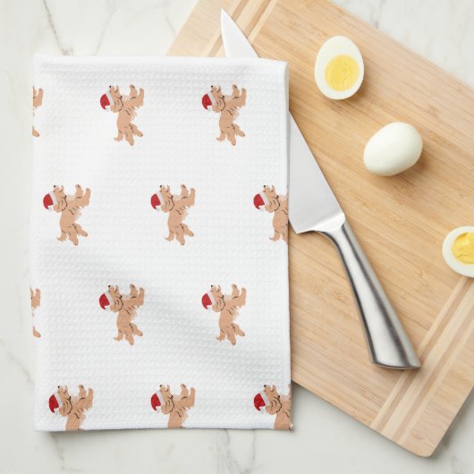 Spaniel Dog Christmas Theedoek (Quarter Fold)