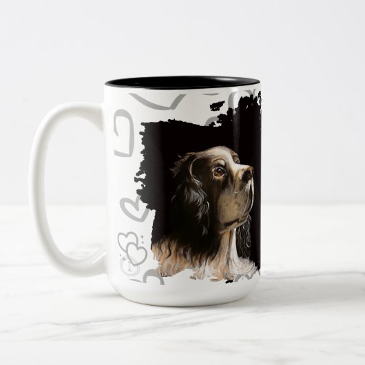 Spaniel dog love mug  tweekleurige koffiemok (Links)