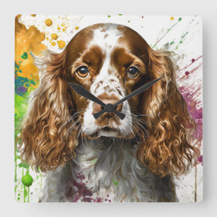 Spaniel Dog Vierkante Klok