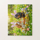 Spaniel duo in paasnest weide legpuzzel (Verticaal)