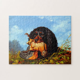 Spaniel en Houtsnip Arthur Fitzwilliam Tait 1861 Legpuzzel