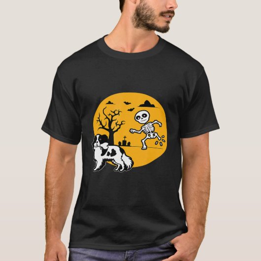 Spaniel Halloween Costume Funny Skeleton Bone For  T-shirt (Voorkant)