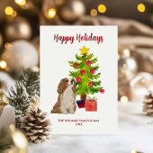 Spaniel Hond Familie Kerstmis Feestdagenkaart