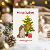 Spaniel Hond Familie Kerstmis Feestdagenkaart