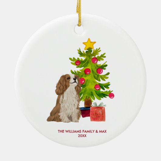 Spaniel Hond Gepersonaliseerde Kerstmis Keramisch Ornament (Achterkant)